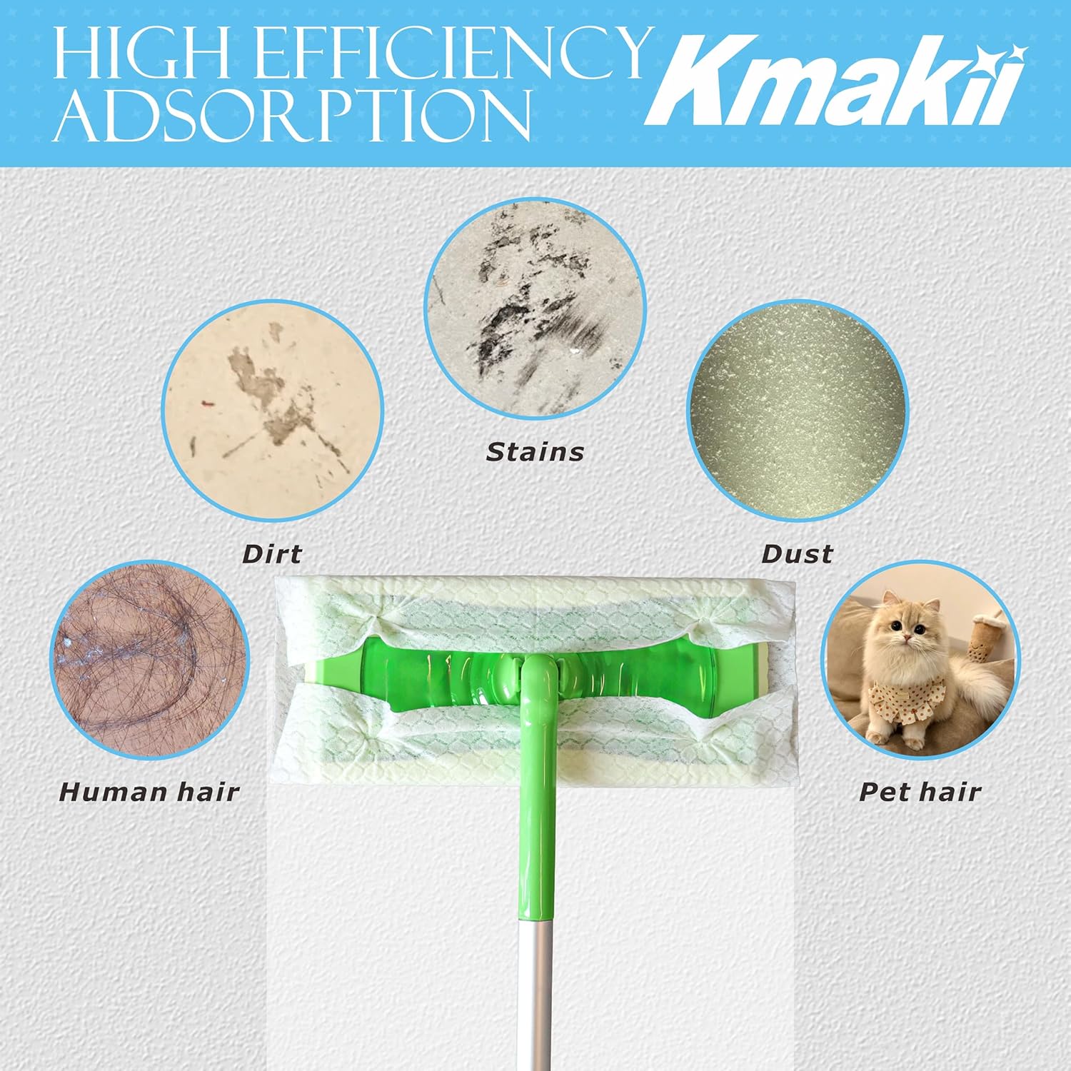 KMAKII Dry Sweeping Cloths Dry Mop Refills for Floor Mopping and Cleaning Disposable Dusting Cloths Electrostatic Cloths Unscented 180 Counts