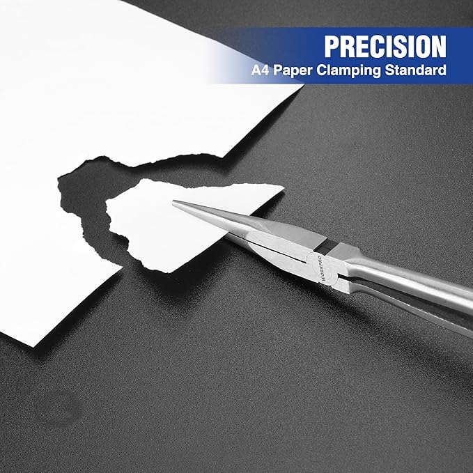 WORKPRO Premium 11” Extra Long Needle Nose Pliers, Paper Clamp Precision, Heavy-Duty CRV Steel, Soft Grip