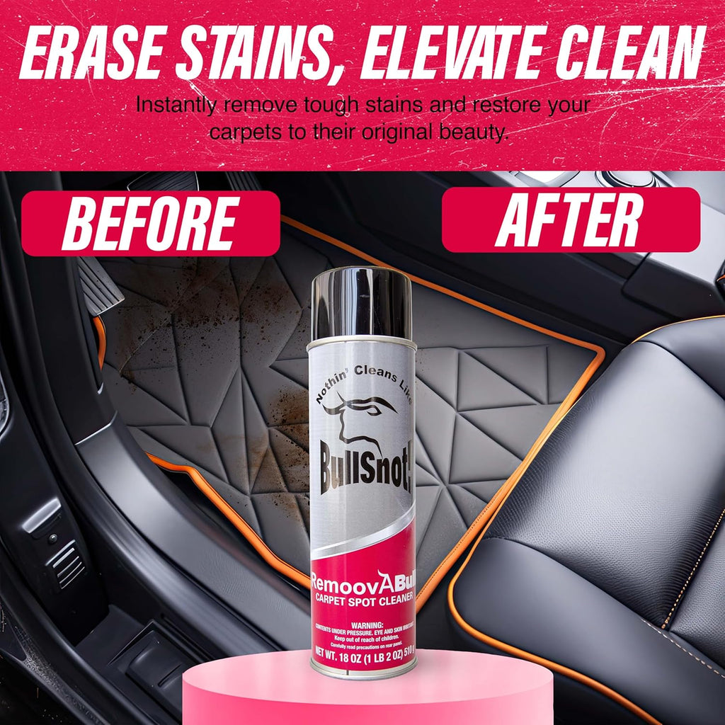 RemoovABull Carpet & Upholstery Stain Remover – Fast Acting, Powerful Cleaner for Oil, Grease, Dirt, Coffee, Urine & More – Ideal for Car Interiors, Fabrics, & Carpets – Made in the USA