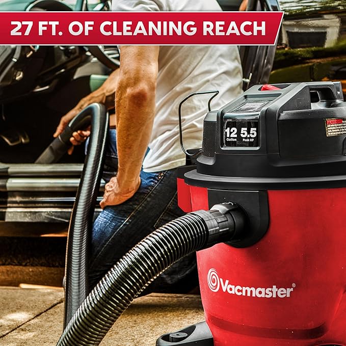 Vacmaster 12-Gallon 5.5 Peak HP Heavy-Duty Wet/Dry Vacuum - VJH1211PF 1101