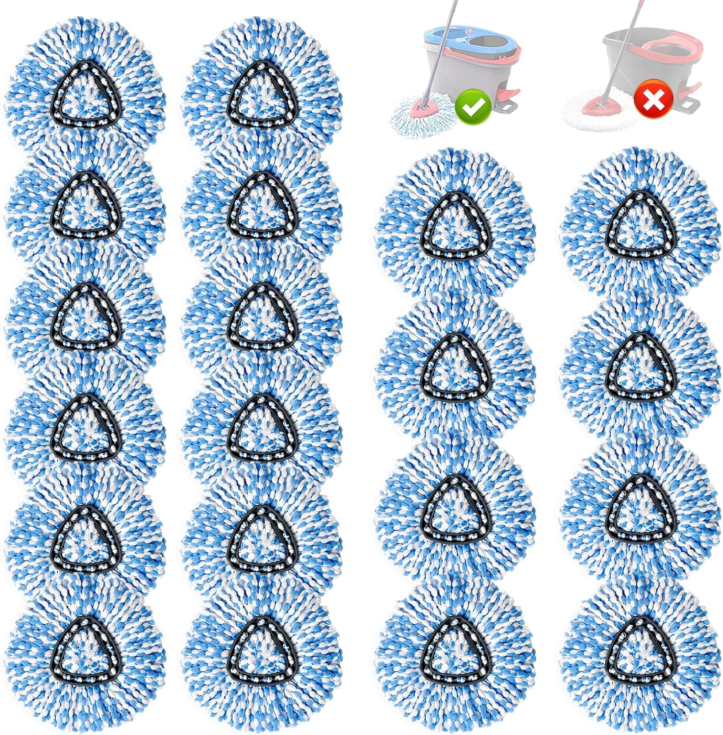 20 Pack Spin Mop Replacement Heads, Only Fit for RinseClean 2-Tank System, 100% Microfiber Spin Mop Refill Head,Spinning Mop Head Replacement for Floor Cleaning