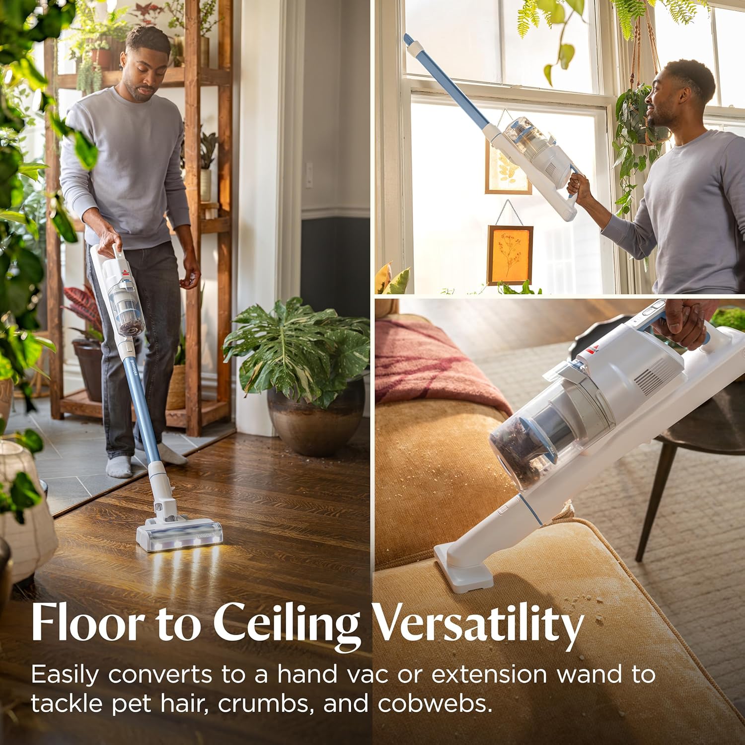 Bissell PowerClean 200W Self-Standing Cordless Vacuum w/Tangle Free Brush Roll, Removeable Battery, Wall Mount, Upholstery Tool & Bright Headlights, 4173