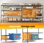 REIBII 2560LBS Storage Shelves 55.5"W Metal Shelving Unit 4 Tier Wire Shelving Commercial Adjustable Garage Shelving Heavy Duty for Storage Rack for Pantry, Garage, Kitchen,55.5"W x 18"D x 55.5"H,2PCS