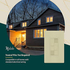 TOPGREENER Kalide Combo Dimmer Switch with 3-Speed Fan Control, Light and Fan Combination Switch, Single Pole, 2.5A, 200W LED/CFL, Neutral Wire Not Required, TGDSFS3-I, Ivory