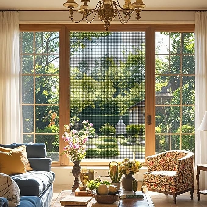 48in x 100ft Window Screen and Screen Door Mesh .Fiberglass Screen Doors for Patio and Window .for DIY Repair Or Reinstallation of Screens and Doors Black