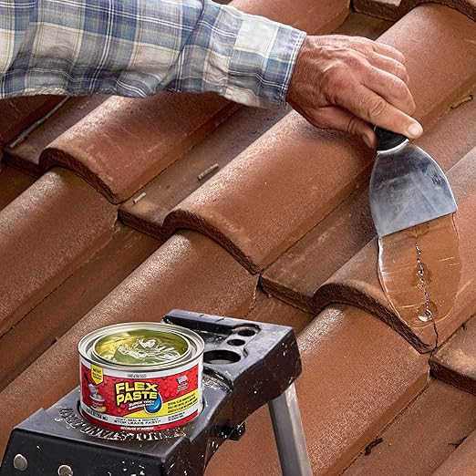 Flex Paste, Waterproof Paintable Putty, Spackle Sealant, Fill Gaps Cracks Holes - Block Out Water and Air - UV Resistant - Walls, Drywall, EPDM, Concrete, Roof, RV Repairs, Clear, Half-Quart
