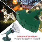 Clear Power Outdoor Extension Cord - 8 FT, Green | Lawn & Garden, 16/3 SJTW, 3-Outlet, Water & Weather Resistant, Flame Retardant, 3 Prong Grounded Plug, Perfect for Christmas and Holiday (CP10210)