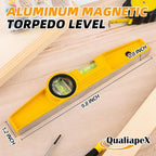 10 Inch Aluminum Die-Cast Magnetic Torpedo Level, Magnetic Professional Scaffolding Spirit Level, Torpedo Level with Rare Earth Magnet 250MM and Holster