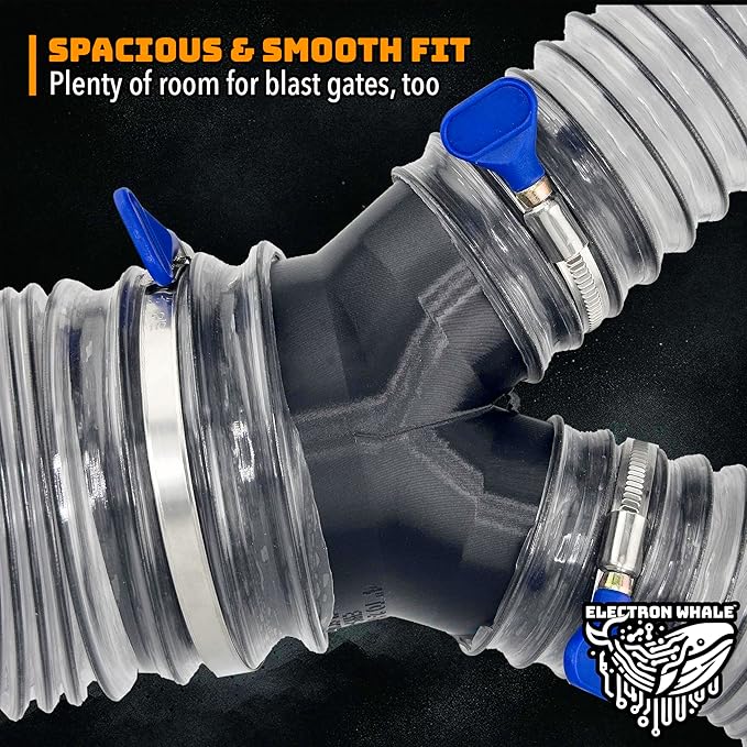 4" to 2-1/2" 2-Way Dust Collection Splitter Junction Fitting, Multi Port Fits Standard Hoses and Shop Vac Accessories, Dust Medusa