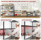 REIBII 55.5''W Heavy Duty Metal Shelves with Wheels - 4PCS Adjustable Garage Storage Rack, 75.6" H X 55.5''W X 24" D