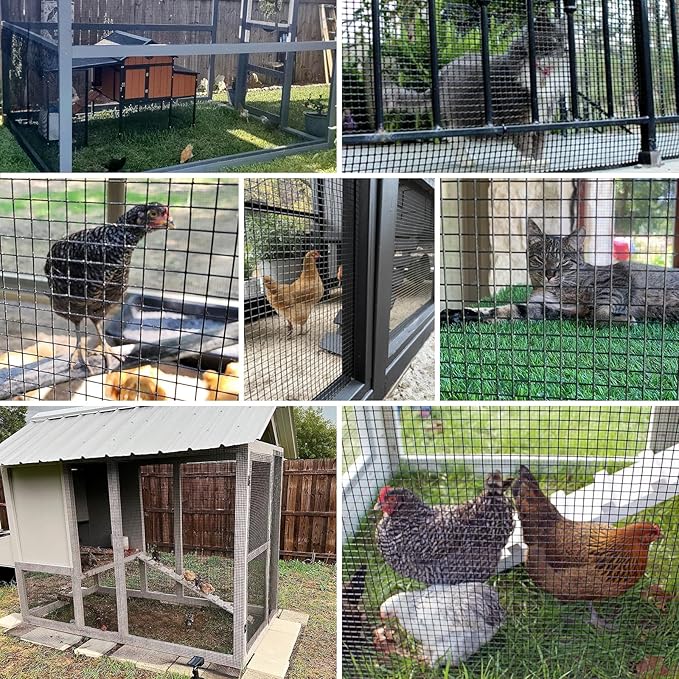 Thinkahead Black Hardware Cloth 1/2 in 24 x 50 ft 19 Gauge Vinyl PVC Coated Galvanized Chicken Wire Fencing, Garden Fence, Rabbit Wire