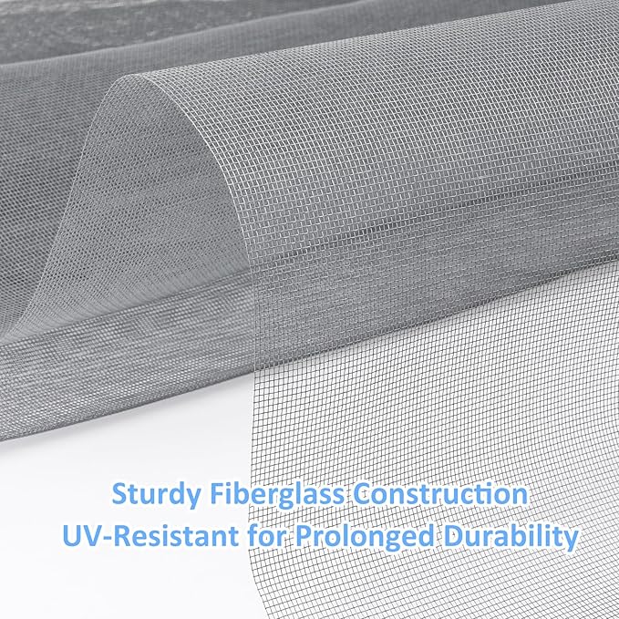 40"x118" Window Screen Mesh, Fiberglass Window Screen, Screen Door Mesh, Windows Screens and Screen Door Replacement, Patio Screen Mesh- Gray