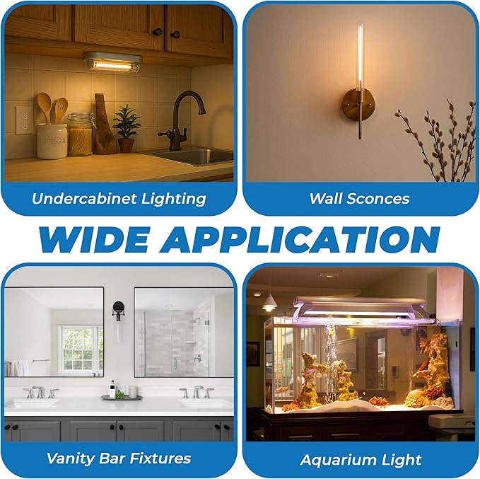 OHLECTRIC 40W T8 Clear Light Bulb (4 Pack) E26 Base, 120V, 2700K Warm White, Fully Dimmable, 190 Lumens, 2000 Hours - 11" Long