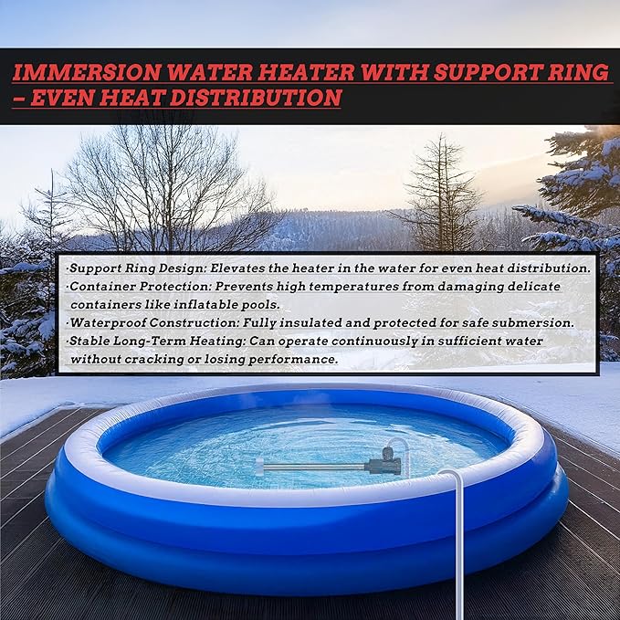 1800W Pool Immersion Water Heater with Wifi Timer & Temp Control – Submersible Electric Heater for Above-Ground Pool, Bucket, Bathtub, Baptistry, Baptismal Pool, Inflatable Pool & Hot Tub