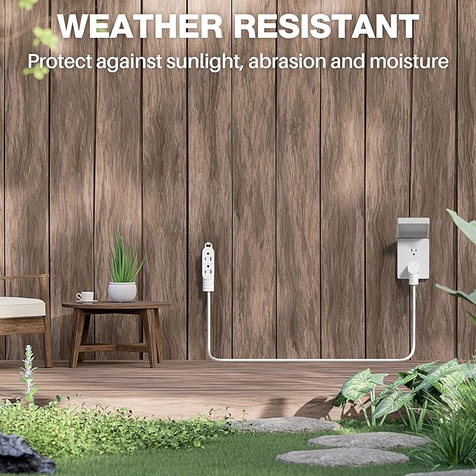 3 Prong Power Extension Cord with Multiple Outlets 35 FT, 16/3 Gauge Multi 3 Outlet Wire, 90 Degree Angled Male Plug, 16 AWG Grounded Wire (13A 125V 1625W), ETL Listed, White Cable with 25 Cable Ties