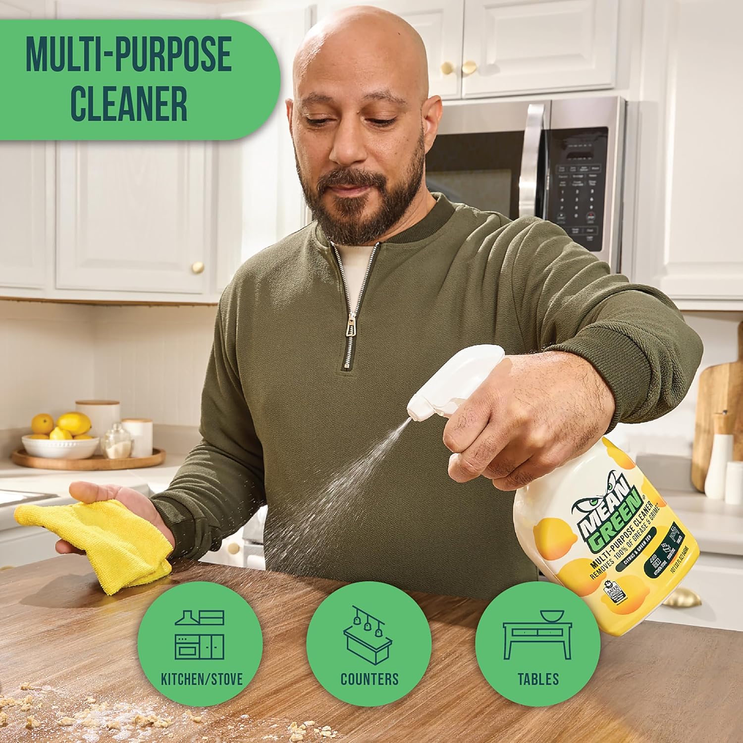 Mean Green Non-Concentrated Ready-to-Use Multi-Purpose Cleaner, Citrus & Green Tea, 32 Ounce
