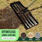 30" x 10" Stainless Steel Lawn Leveling Rake for Soil, Heavy Duty Lawn Leveler Tool for Yard with Adjustable Steel Handle up to 85", Yard Leveling Landscape Rake, Ground Leveler for Garden-Golf Course