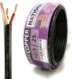 NATIONAL Wire & Cable – 12 AWG 3-Conductor Premium Copper Wire, 25 ft, Stranded | Made in USA, Heavy-Duty Flexible Jacket | Automotive, Solar, Home, RV, Indoor and Outdoor Use