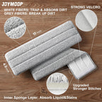 JOYMOOP Flat Mop Pads, Microfiber Mop Cleaning Pads, Washable Pads, Pads Replacement Flat Mop or Mop Bucket Set, Pack of 4 Refills 15inch - Grey and Stripe
