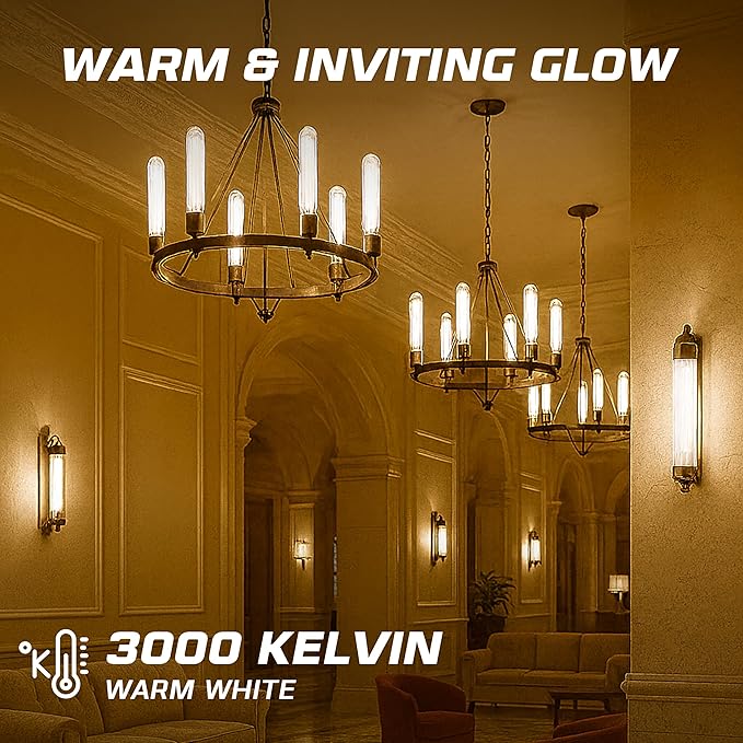 OHLECTRIC T9 LED Tubular Bulbs (1-Pack) 5W (40W Equivalent) 11" Frosted Tubular Bulb 400 Lumens, 3000K Soft White, E26 Medium Base, Dimmable, Wet Rated, Filament Style, Replacement for Bulbrite 776728