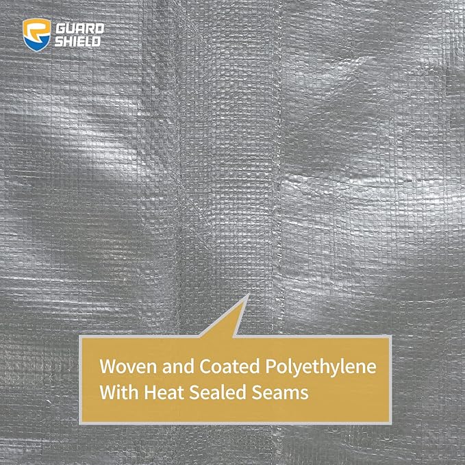 GUARD SHIELD Tarps Heavy Duty Waterproof 8x10 Feet Silver/Black Poly Tarp Cover Outdoor Thick UV Resistant Tarpaulin with Grommets 10mil (2-Pack)