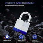 Lock Outdoor Padlocks, Laminated keyed Padlock, 1-9/16 in Wide Body, Padlock Set with Keys (12Pack)