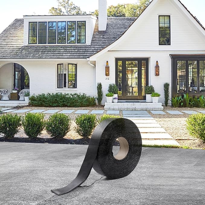 Boshen 1 Roll 2in x 33 FT Asphalt Crack Tape Self-Adhesive Asphalt Crack Filler Asphalt Joint Repair for Driveway Parking Lot Roof Asphalt Cement Road(3mm Thick), No Torch Required