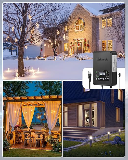 300W Low Voltage Landscape Transformer, 2 Zone Independent Control Landscape Lighting Transformer, 120VAC to 12/14V AC Low Voltage Transformer with Timer & Photocell Sensor ETL Listed D22LT06