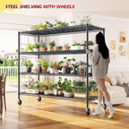 REIBII 55.5''W Storage Shelves 2500LBS Wire Shelving Rack with Wheels 75.6" H Heavy Duty Shelving Unit Adjustable Metal Shelves for Storage Rack Shelving for Kitchen Pantry 2PCS