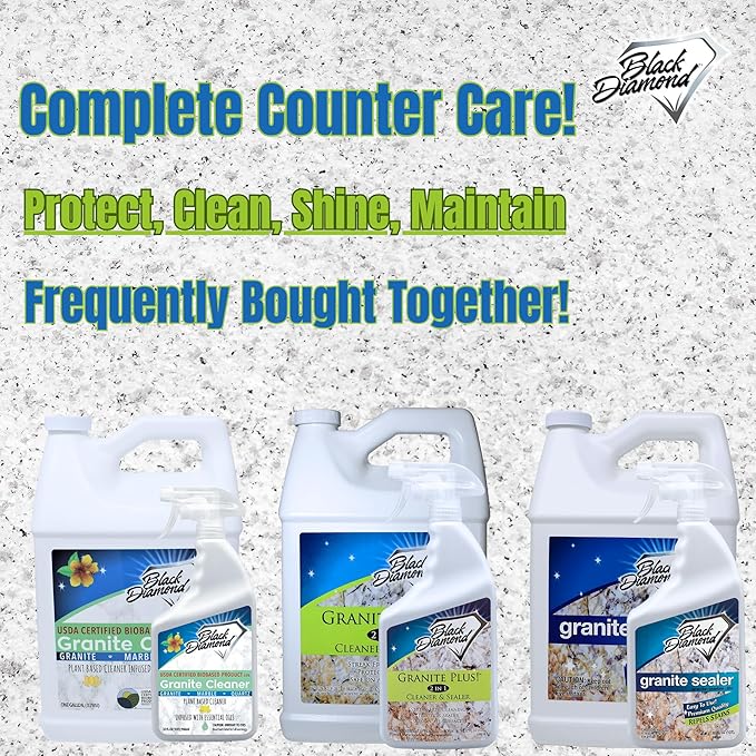 Black Diamond Stoneworks GRANITE PLUS! 2 in 1 Cleaner & Sealer for Granite, Marble, Travertine, Limestone, Ready to Use! (1-Gallon)