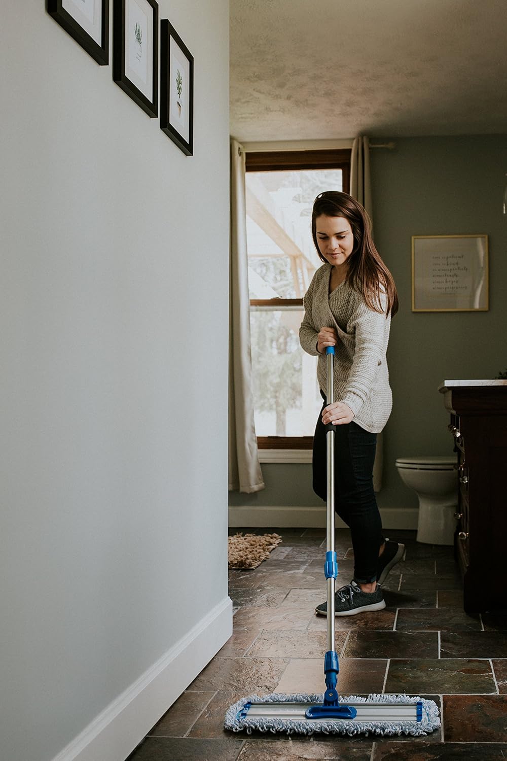 Zflow 18" Professional Microfiber Mop - Commercial Stainless Steel Handle with Microfiber Dust Pad + 3 Wet Pads