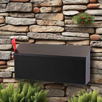 Black Wall-Mounted Mailbox - Security Wall Mailbox - Waterproof Iron Vertical Delivery Mail Box Outdoor
