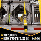 US Cargo Control Heavy Duty Yellow Fixed End with Ratchet and Flat Hook 4 Inch x 11 Inch (200-Pack), Fixed End Only, 5,400 LBS Working Load Limit