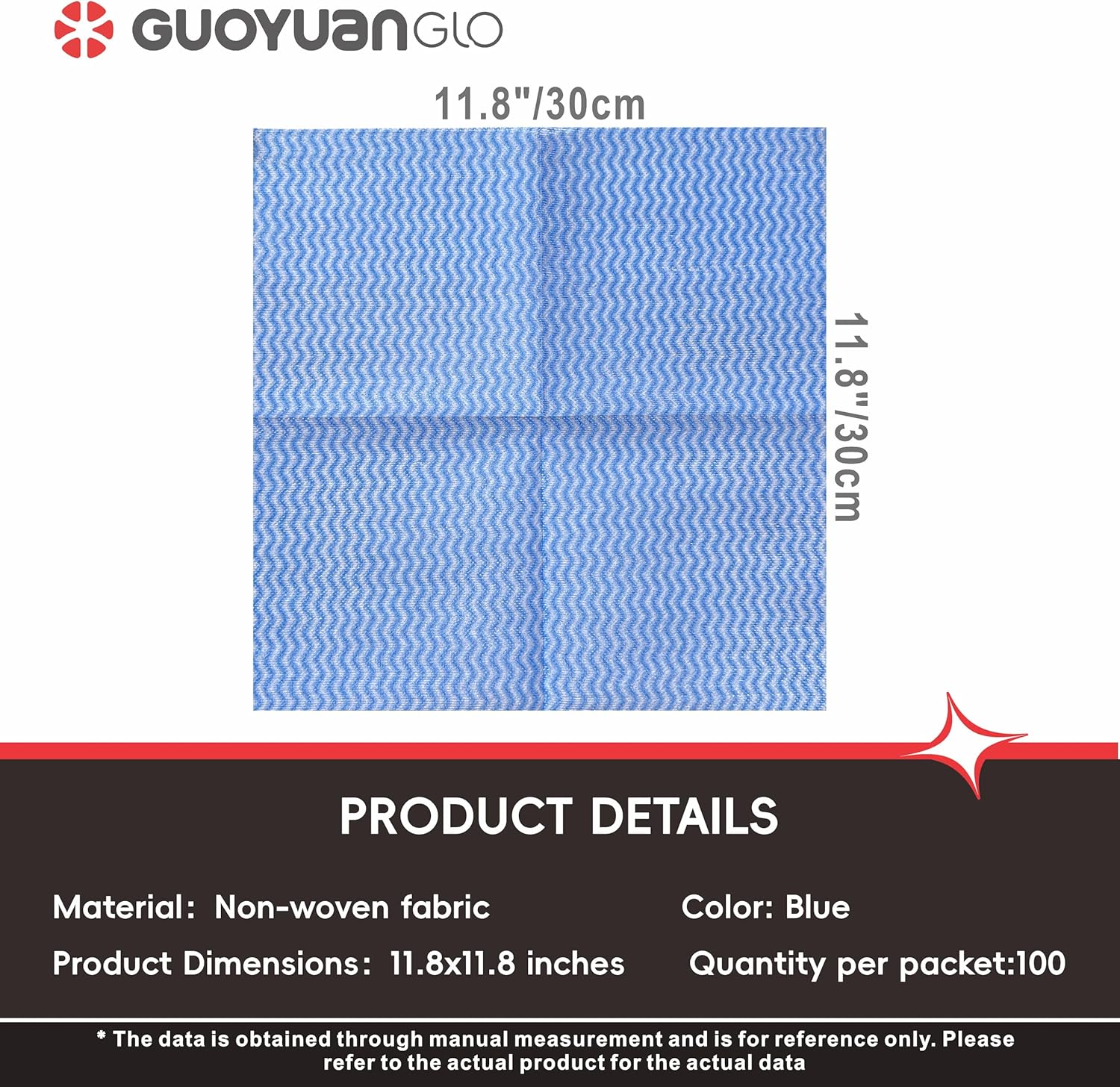 Disposable Cleaning Cloths Reusable Dsih Cloths for Kitchen Disposable Dish Rag Dry Fast 11.8x11.8 inch Pack of 100, Blue