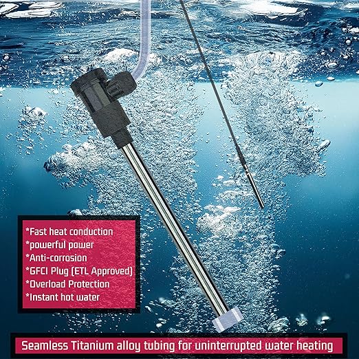 1300W Titanium Submersible Electric Immersion Water Heater with Temp Control & GFCI – Portable Heater for Above Ground Pool, Inflatable Pool, Baptistry, Spa Tubs, Bathtubs, bucket & Hot Tubs