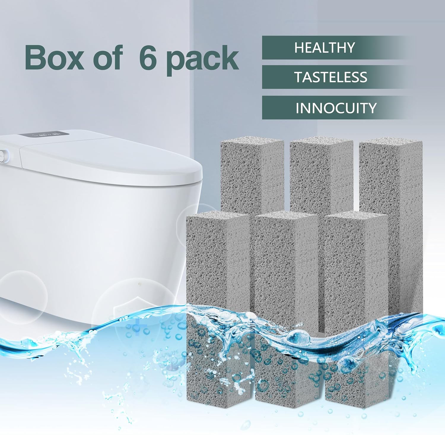6 ps Pumice Stone Toilet Cleaning Tool Stain Hard Water Ring Remover for Toilet, Pool, Bathroom, Sink (Pumice-Grey1)