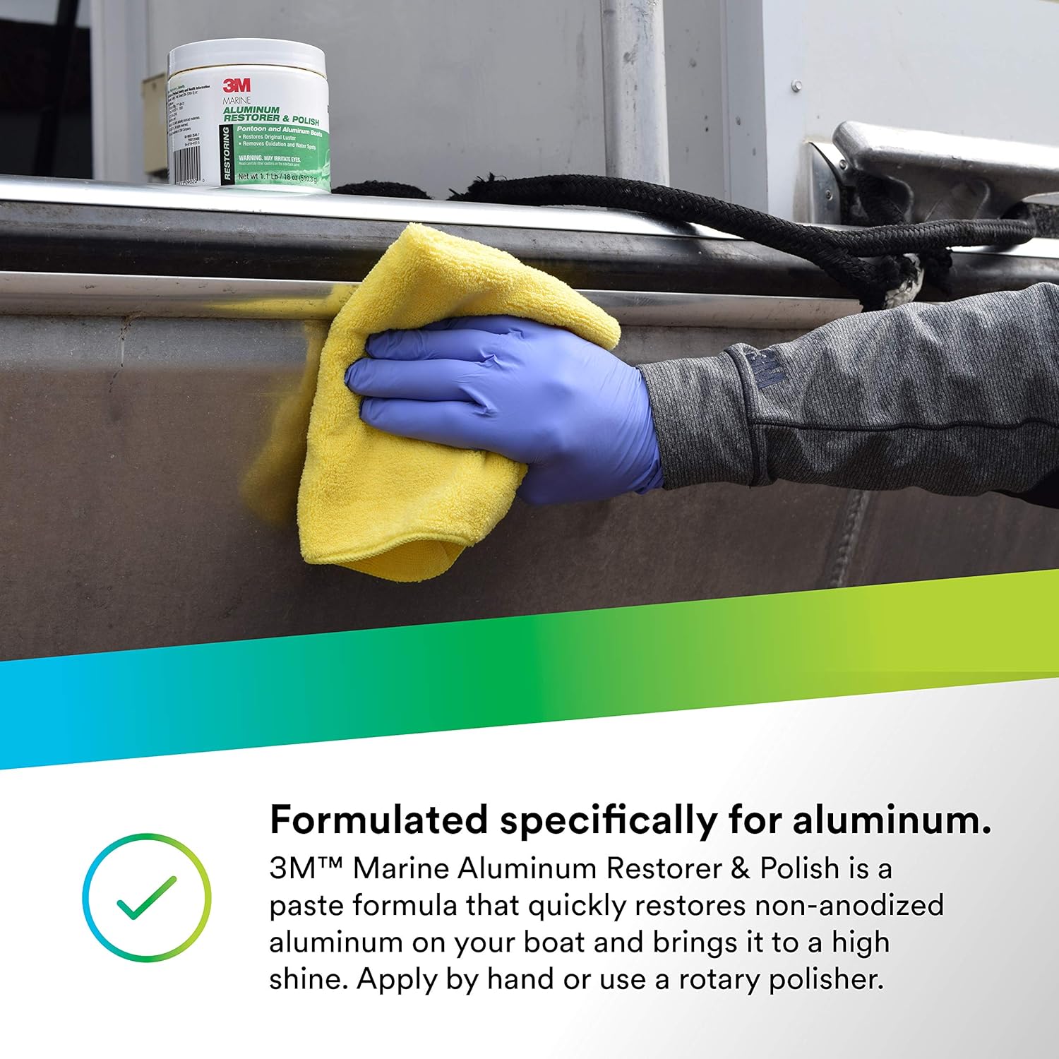 3M Marine Aluminum Restorer and Polish, 09020, 18 oz, for Marine Detailing, Remove Heavy Oxidation and Chalking, 1 Tube