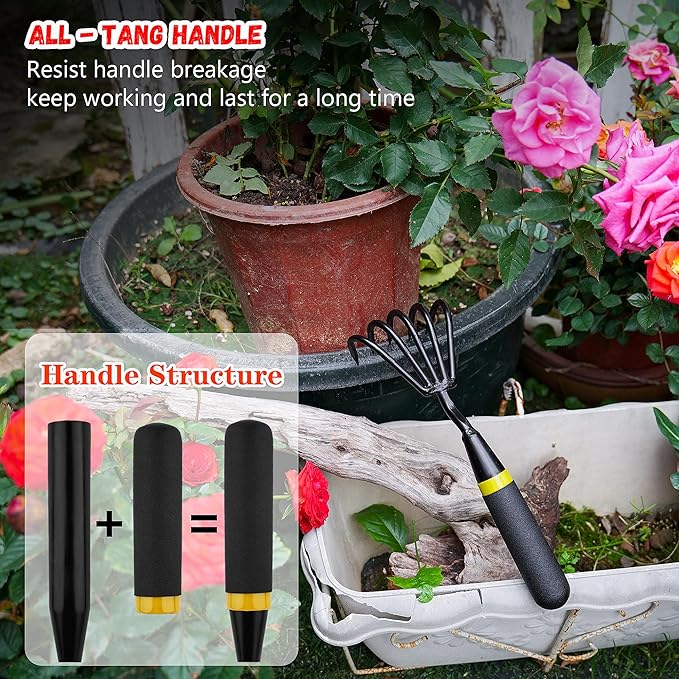 Stainless Steel Hand Cultivator - Garden Rake: Great for Heavy - Duty Soil Loosening, Planting and Weed Removal