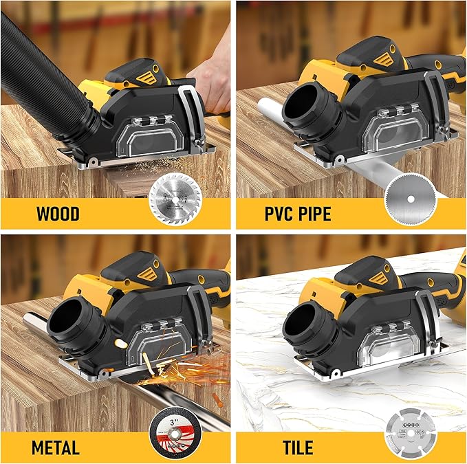 3" Cordless Cut Off Tool Compatible With DeWalt 20V MAX Battery(NO Battery) Mini Circular Saw Brushless Compact with 3" Blades,19000RPM,Removable Dust Cover for Metal/Wood/Tile/Plastic