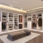 Modular Closet, 84" Wide Organizer with Hanging Shelves, Wooden Tower for Walk-in Closets, White Wall Mounted Wardrobe Organizer