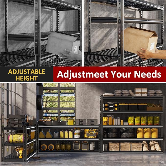 48" W Garage Shelving Heavy Duty,5-Tier Storage Shelves,3030LBS Adjustable Metal Shelving Units for Basement, Kitchen,Commercial,Warehouse,Pantry, 48" W x 72" H x 24" D