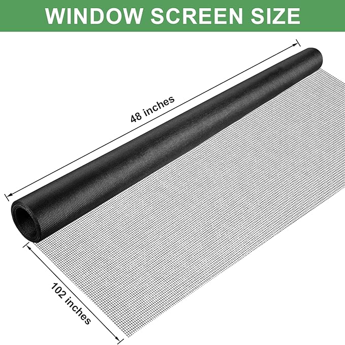 48"X102" Window Screen Replacement, Fiberglass Window Screen Mesh, Replacement Window Screens, Window Screen Door Repair Kit for Patio Porch Sliding Door House Windows Pool Pet, with Ruler