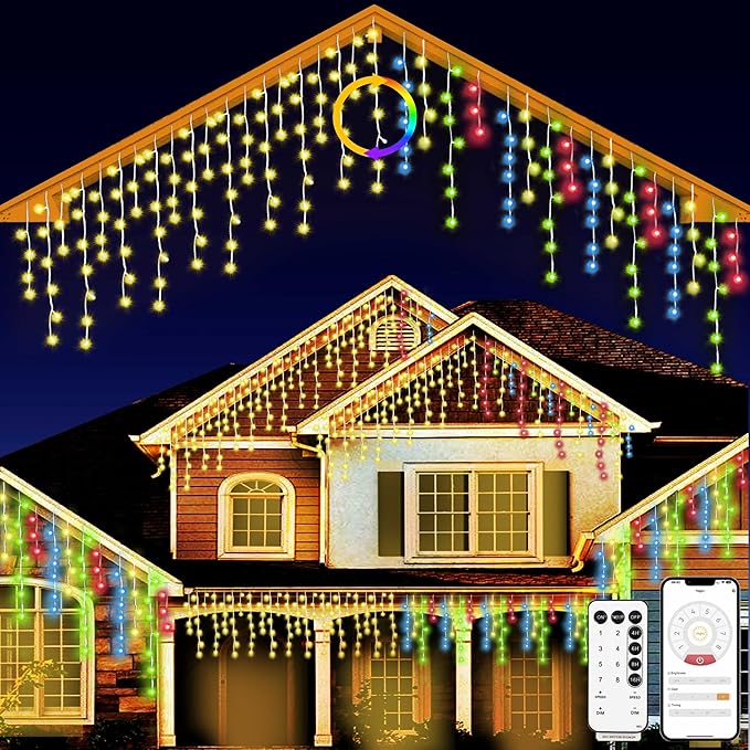 Christmas String Lights Outdoor - 131Ft/40M 1680 LED 8 Modes with Remote Control and App Waterproof Christmas Lights for Patio Yard Garden Wedding Party-Warm White to Multicolor