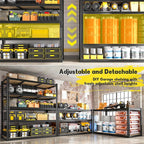 3200LBS Garage Shelving Heavy Duty 5 Tier Garage Storage Shelving, Adjustable Metal Shelving Unit Utility Rack Shelf for Warehouse, Pantry, Closet, Kitchen 72" H x 48" W x 24" D, Black,2PCS