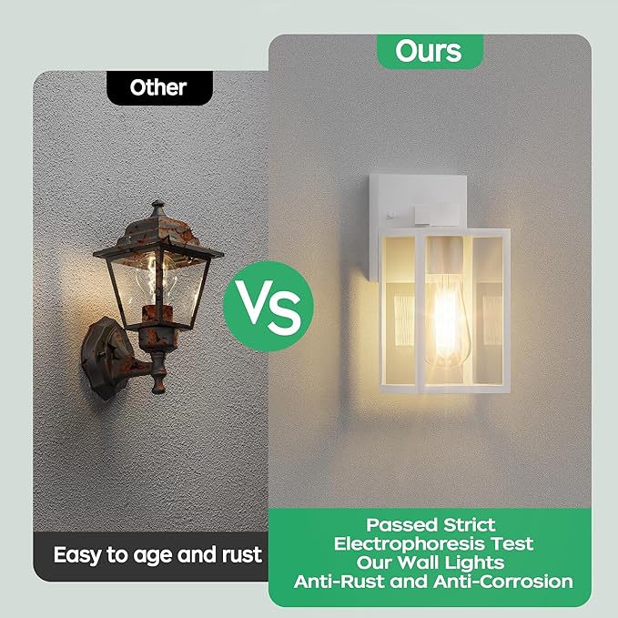 WIHTU White Outdoor Lights for House, LED Exterior Front Porch Light fixtures for Outside, Waterproof Wall Sconce Lantern Lamp, Coach Lights for Patio, Garage, Doorway, Entryway