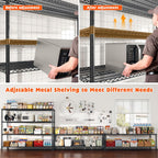 REIBII 60" W ×24" D×65.3" H, 4 Tier Wire Shelving 2878LBS Heavy Duty Steel Storage Rack Shelving Adjustable Shelves for Warehouses, Garages, Kitchens, and Commercial Spaces/Premium Wheels 2 Pack