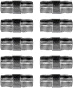PIPE DÉCOR 1/2” x 2” Malleable Cast Iron Pipe Nipple, Pre Cut Connectors, Industrial Steel Grey Fits Standard Half Inch Black Threaded Pipes Nipples and Fittings, Build Vintage DIY Furniture, 10 Pack