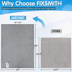 FIXSMITH Grey Microfiber Cleaning Cloth -Pack of 8, Highly Absorbent Cleaning Rags, 16"X12" All Purpose Cleaning Towels for Housekeeping, Kitchen, Car, Lint Free and Reusable Microfiber Towels