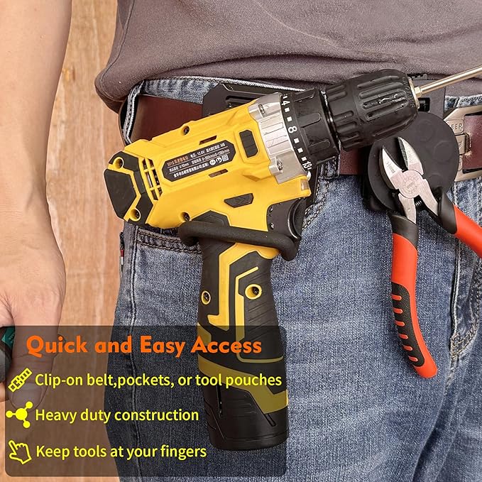 MUTUACTOR Hammer Holder for Belt Clip,Heavy Duty Tough Tool Clip for Drill Holder,1 Set Quickly Access Tool Belt Hammer Holder for Power Drill Drivers Heavy Duty Hatchet Hammers Mallets