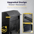 Volcora Key Drop Box with Lock, Drop Slot Depository Safe Box Digital Keypad, Outdoor Waterproof Money Drop Safe for Business, Cash Drop Box, Wall Mount Mailbox, Electronic Programmable Lock, Black